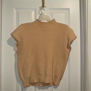 Tan Short Sleeve Knit Sweater